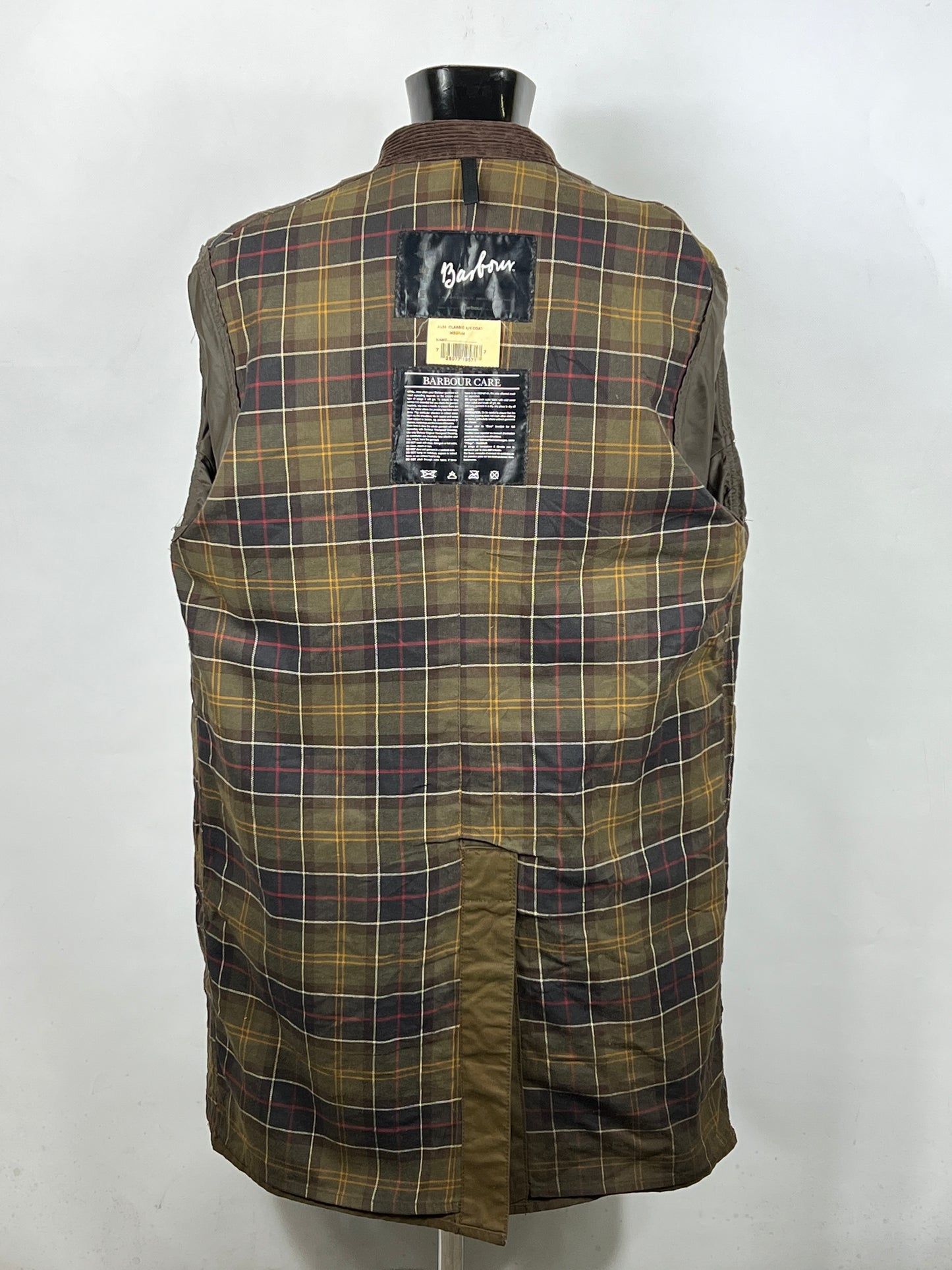 RARO Barbour Cappotto Vintage verde Medium Original 3/4 green waxed coat Size M