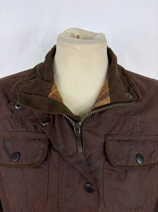 Barbour Giacca corta marrone donna Utility Medium 42 Lady Brown Utility wax Jacket uk12