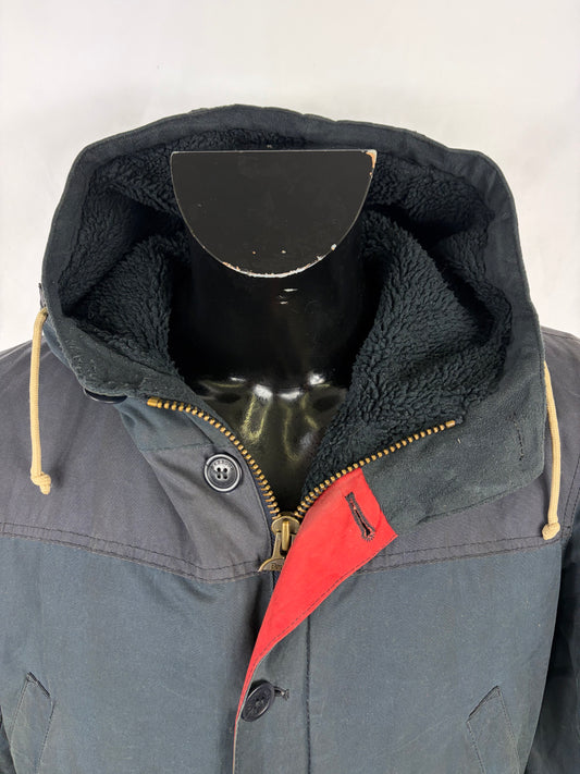 RARO Game Parka Barbour blu con cappuccio Medium- Man Wax Navy Game Parka Size Medium