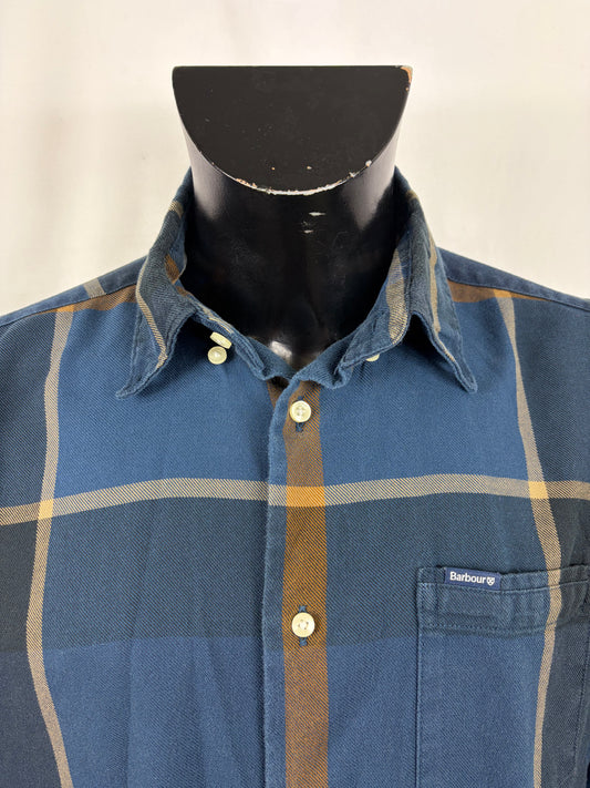 Camicia Barbour da uomo blu a fantasia in cotone taglia Medium