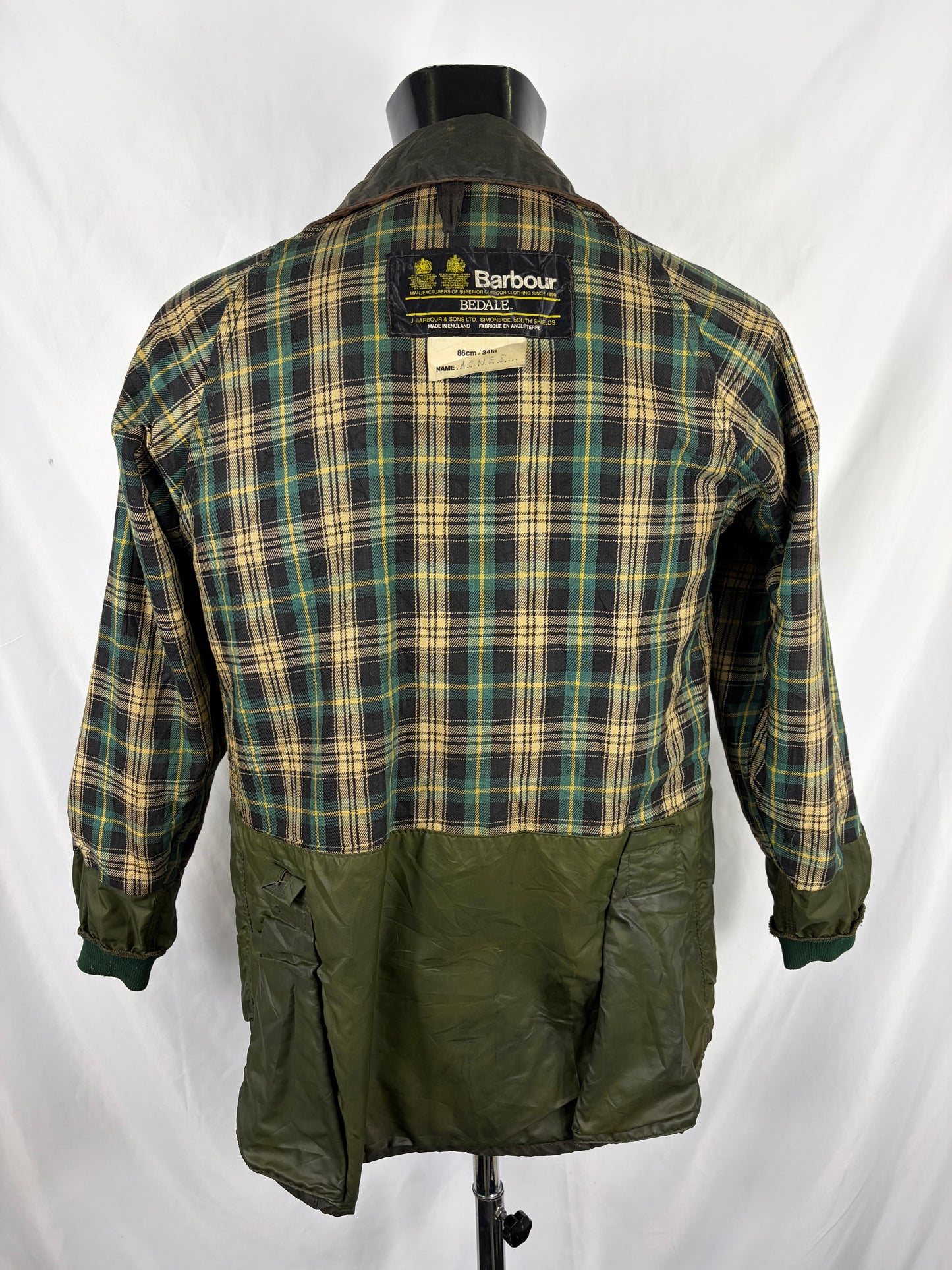 RARO Barbour Bedale 4 tasche C34/86 CM Man Green vintage Bedale Jacket XSmall 4 pockets C36