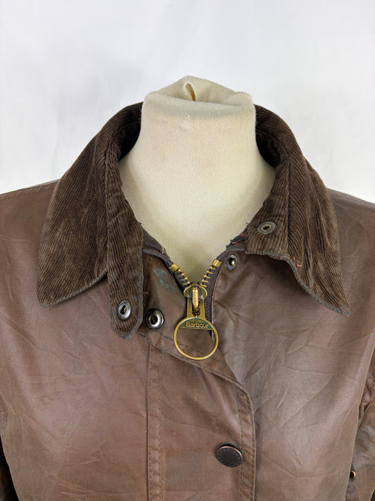Giacca Barbour Newmarket donna marrone UK14 tg. 44 Lady Wax Brown Newmarket jacket Size Uk14