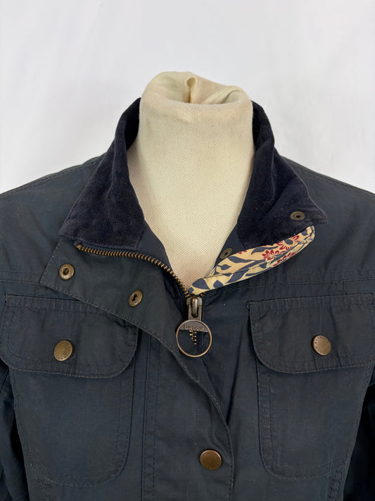 Barbour Giacca Morris corta blu donna Medium Tg. 42 Morris Navy Wax Utility Jacket Size UK 12
