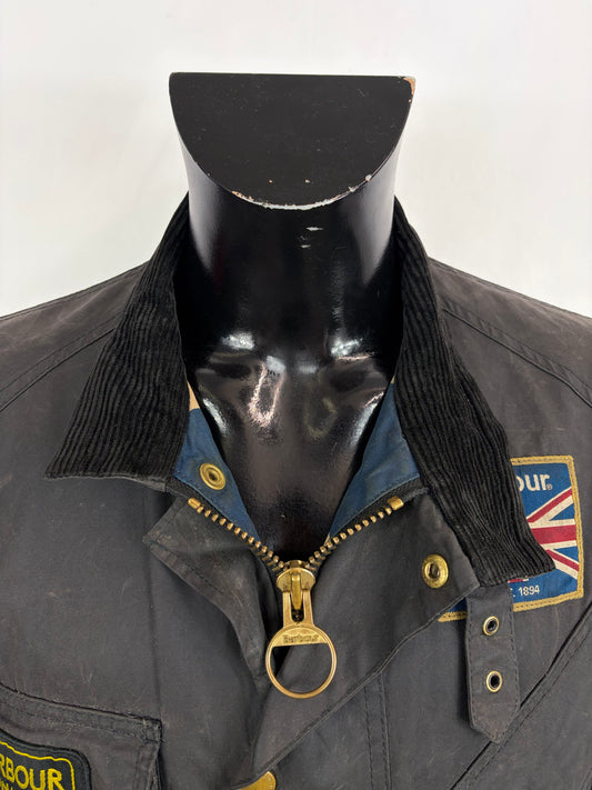 Giacca Barbour International Union Jack Large- Black International Union Jacket Jacket Size L