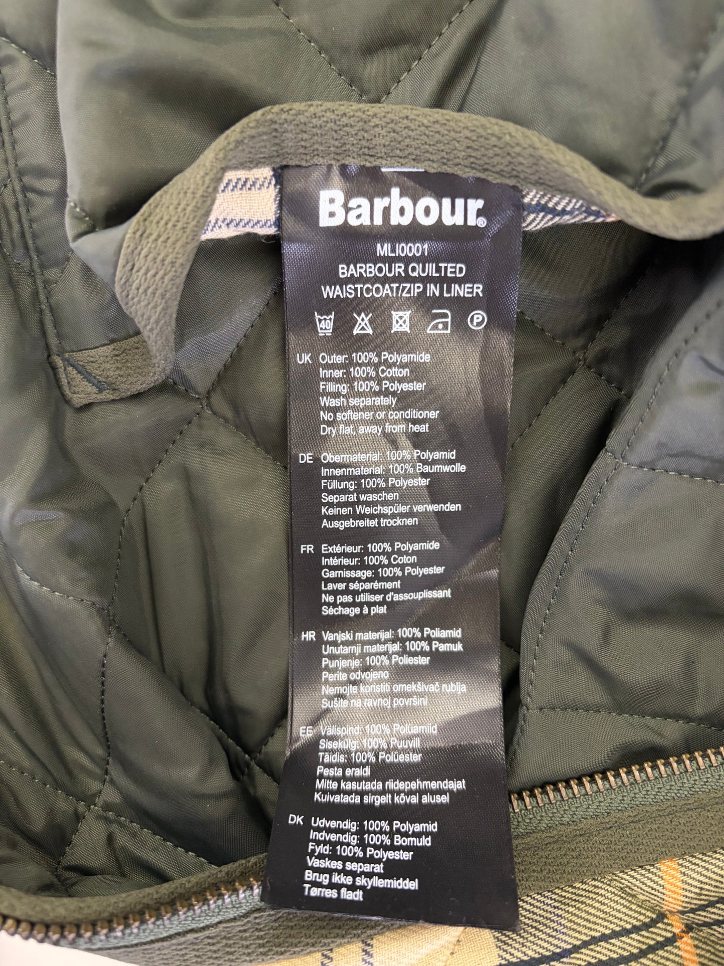 Gilet Barbour Trapuntato Verde 42 Green Quilted Waistcoat Zip in Liner size 42