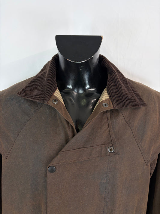 RARO Cappotto Barbour Stockman marrone Lungo Medium Man Brown wax Long Coat Size Medium