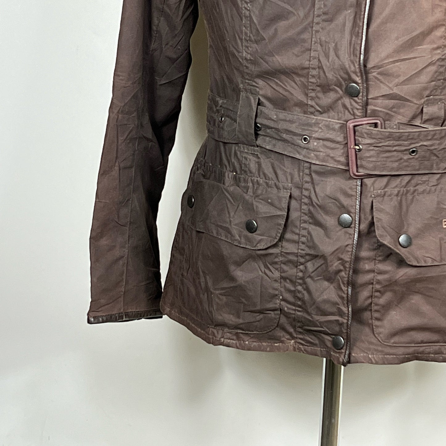 Giacca Barbour donna Marrone UK10 Small Brown Lady Short Belted Jacket Size UK10