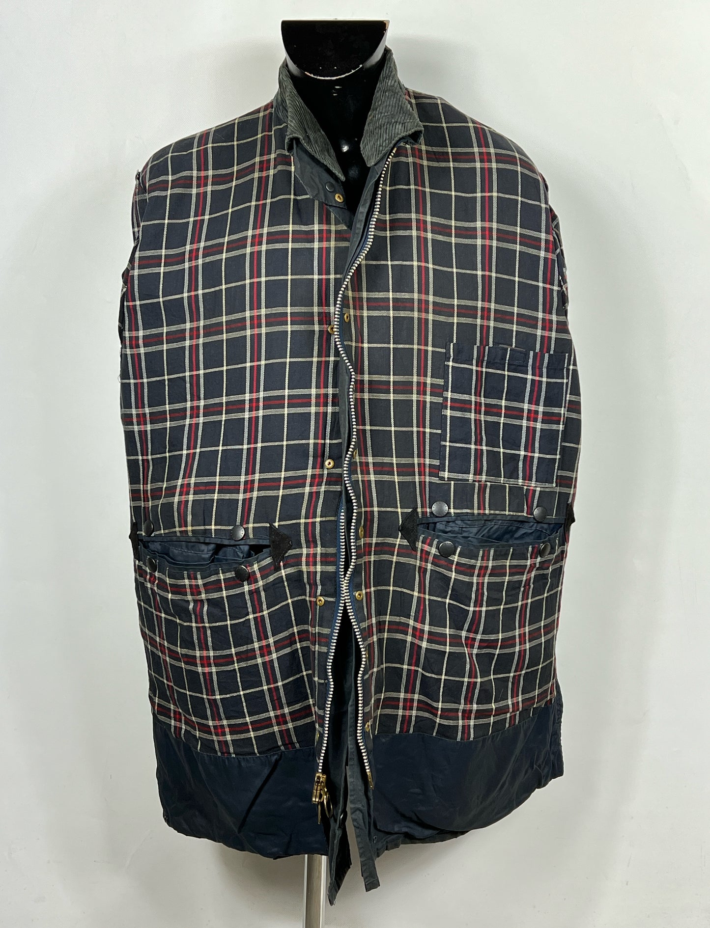 Barbour Border Blu cotone Cerato C46/117 cm Navy Border Coat Size XLarge