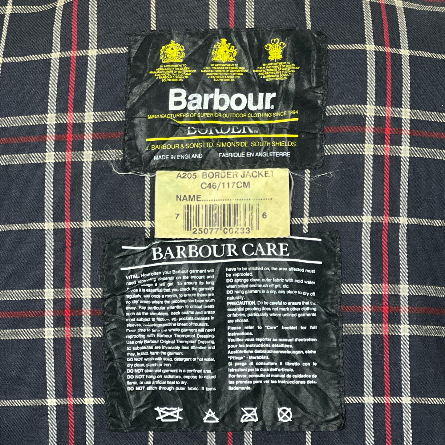 Barbour Border Blu cotone Cerato C46/117 cm Navy Border Coat Size XLarge