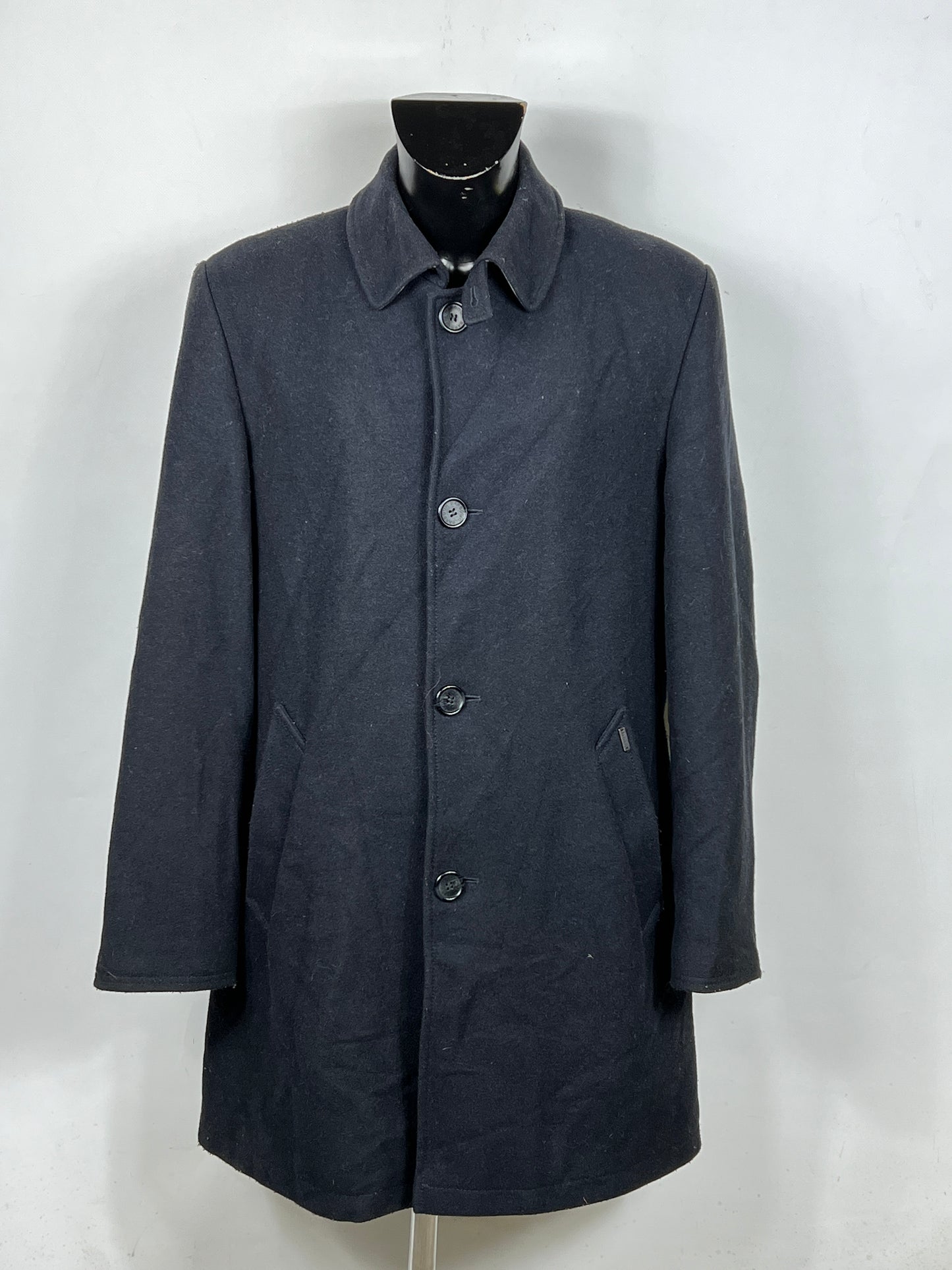 Cappotto Barbour blu da uomo in lana 42 Man Navy wool Coat size Large