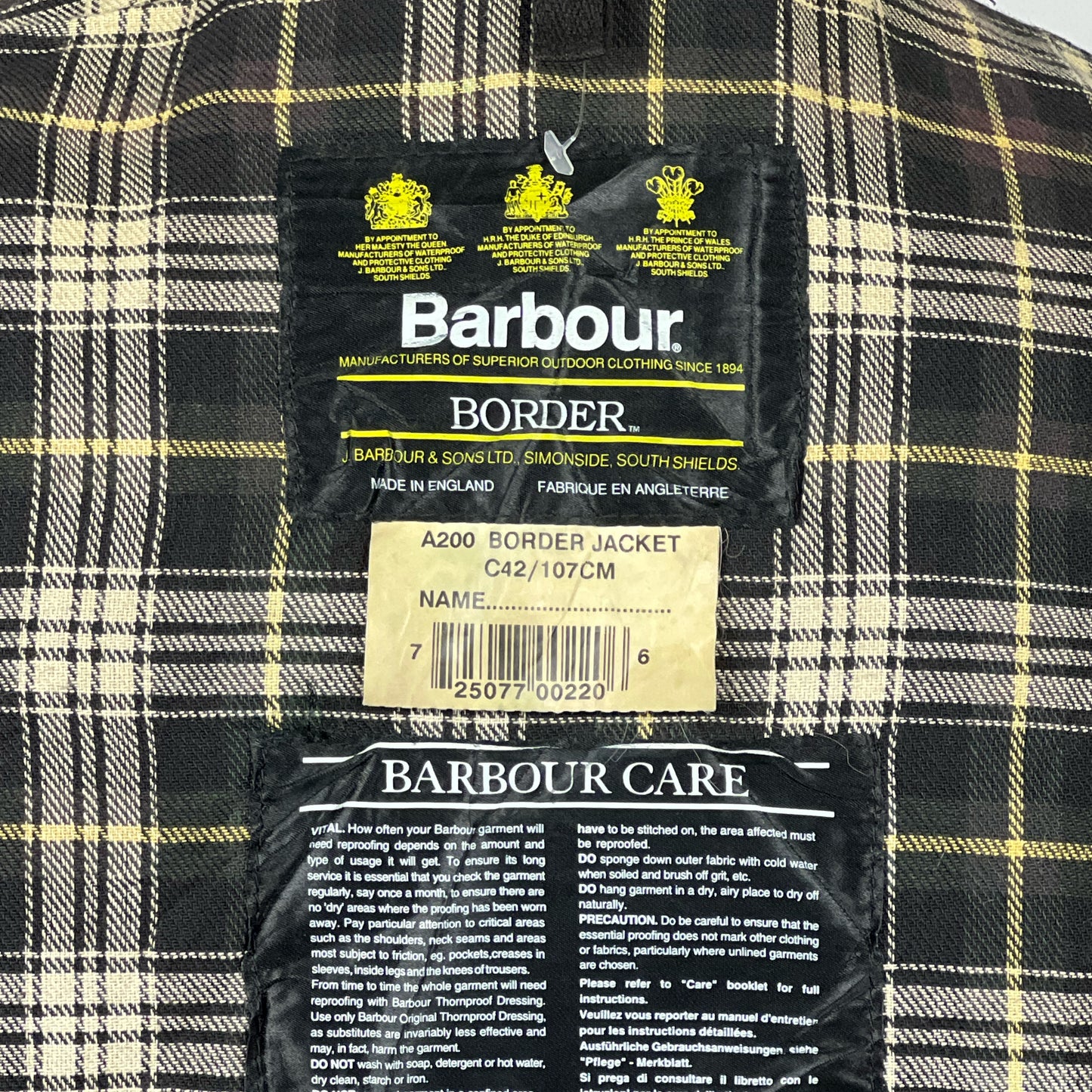Giacca Barbour Border verde Vintage Cerata C42/107 cm - Green wax jacket Large