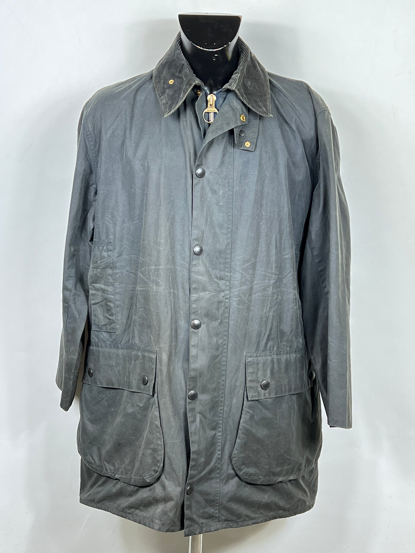 Barbour Border blu cotone Cerato C42/107 cm Navy Border Coat Size Large tg. 52 ita