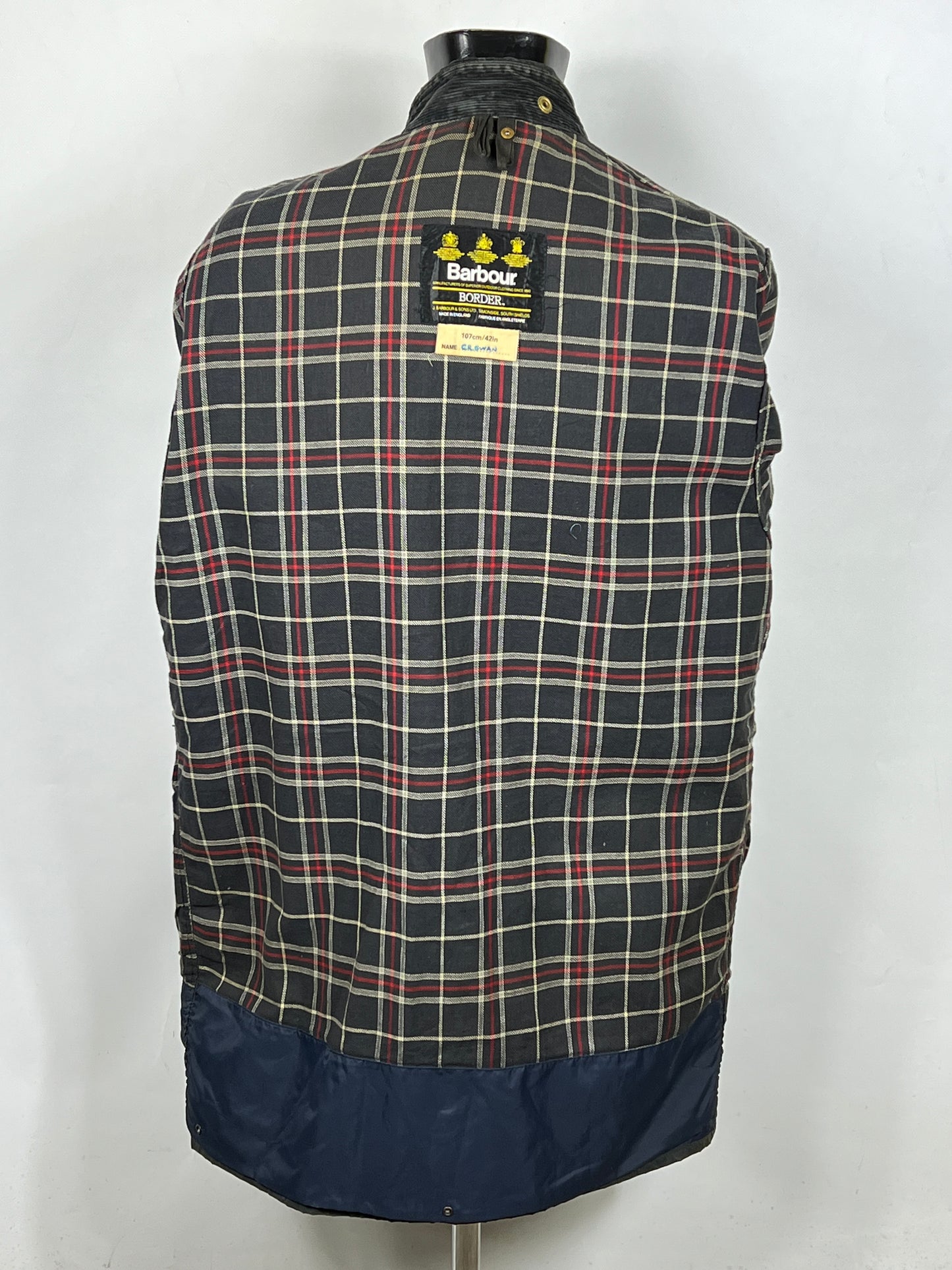 Barbour Border blu cotone Cerato C42/107 cm Navy Border Coat Size Large tg. 52 ita