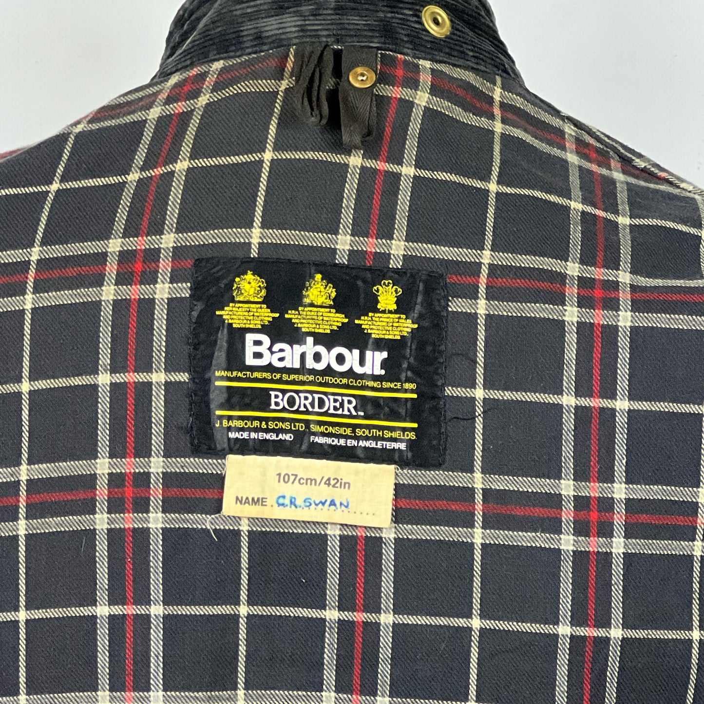 Barbour Border blu cotone Cerato C42/107 cm Navy Border Coat Size Large tg. 52 ita
