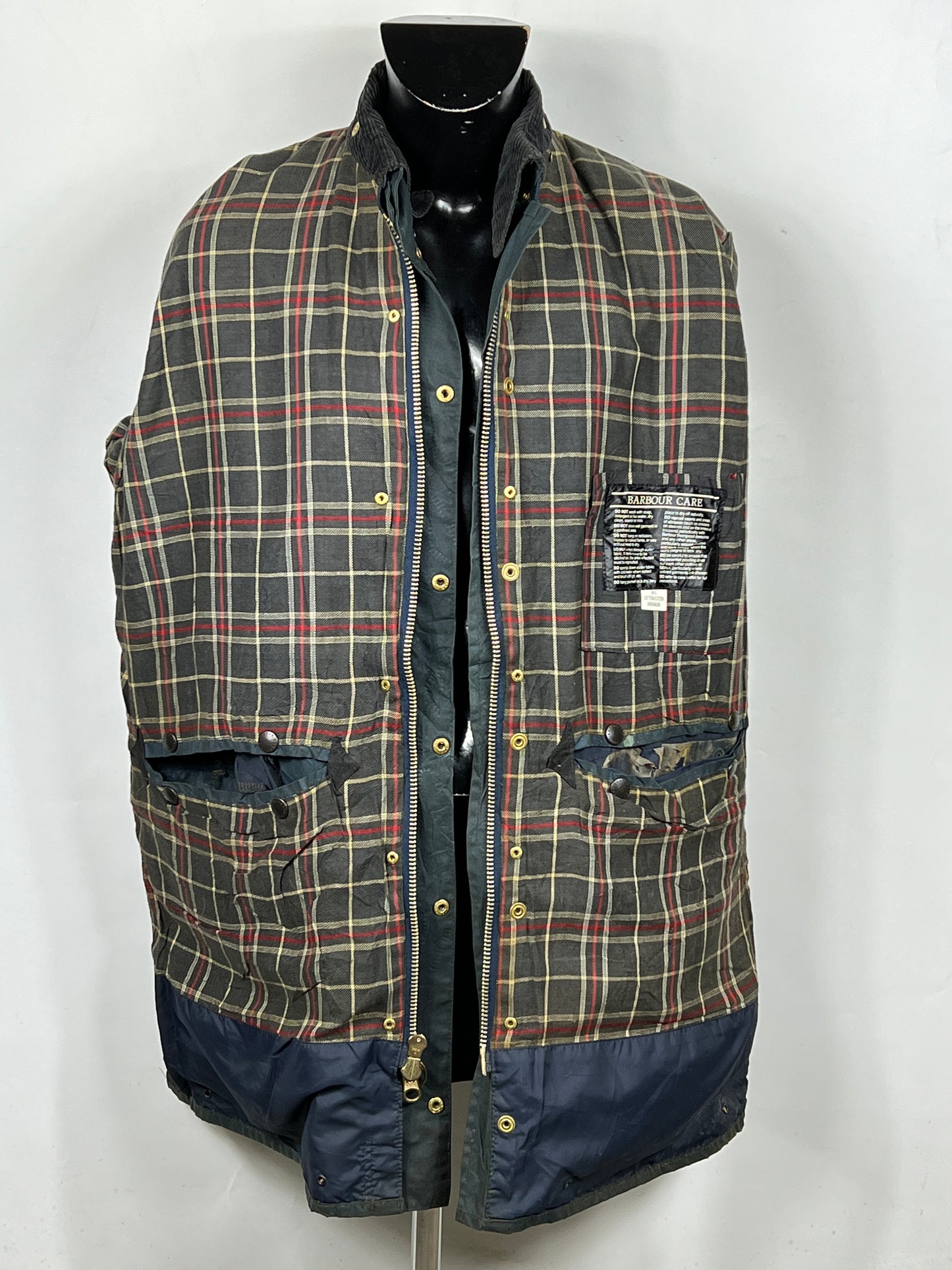 Barbour Border blu 2 corone cotone Cerato C42/107cm Navy Border Coat Size Large tg. 52 ita