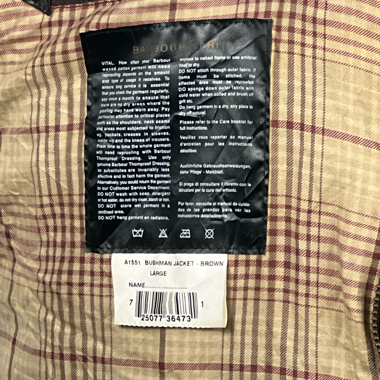 Barbour Giacca Uomo Bushman Marrone Large- Man Wax Brown Jacket Size L