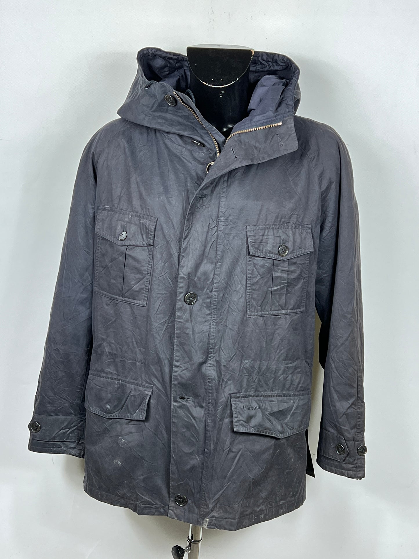 Giacca Barbour Cornish cappuccio blu cappuccio Large Navy Cornish Jacket Size Large