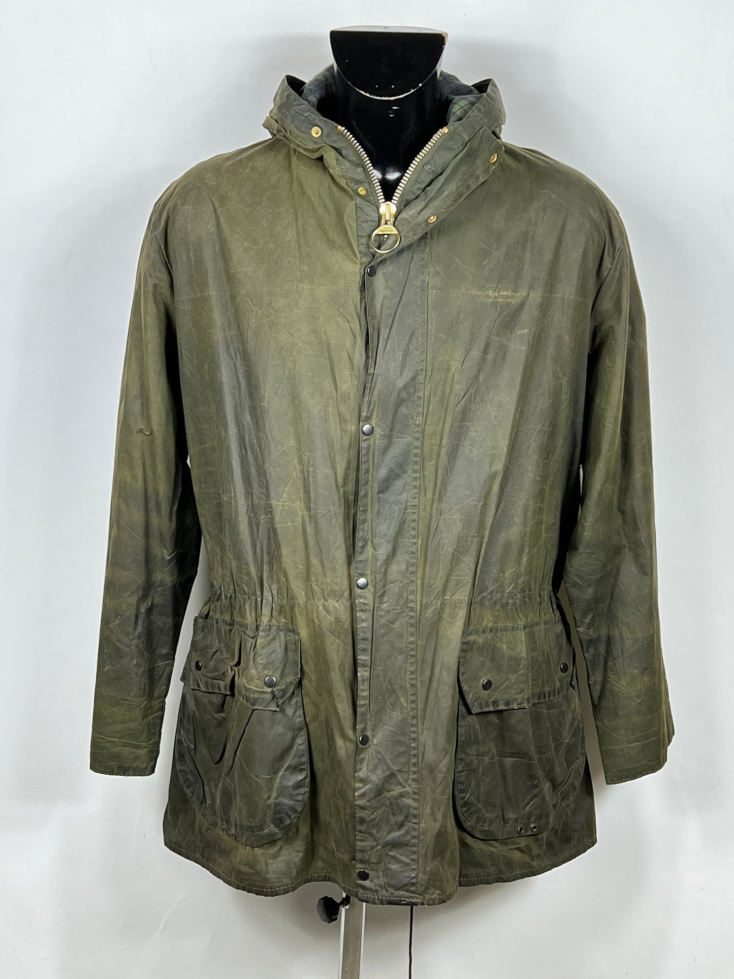Barbour vintage Durham con cappuccio C44/112 cm Green Hooded waxed durham L
