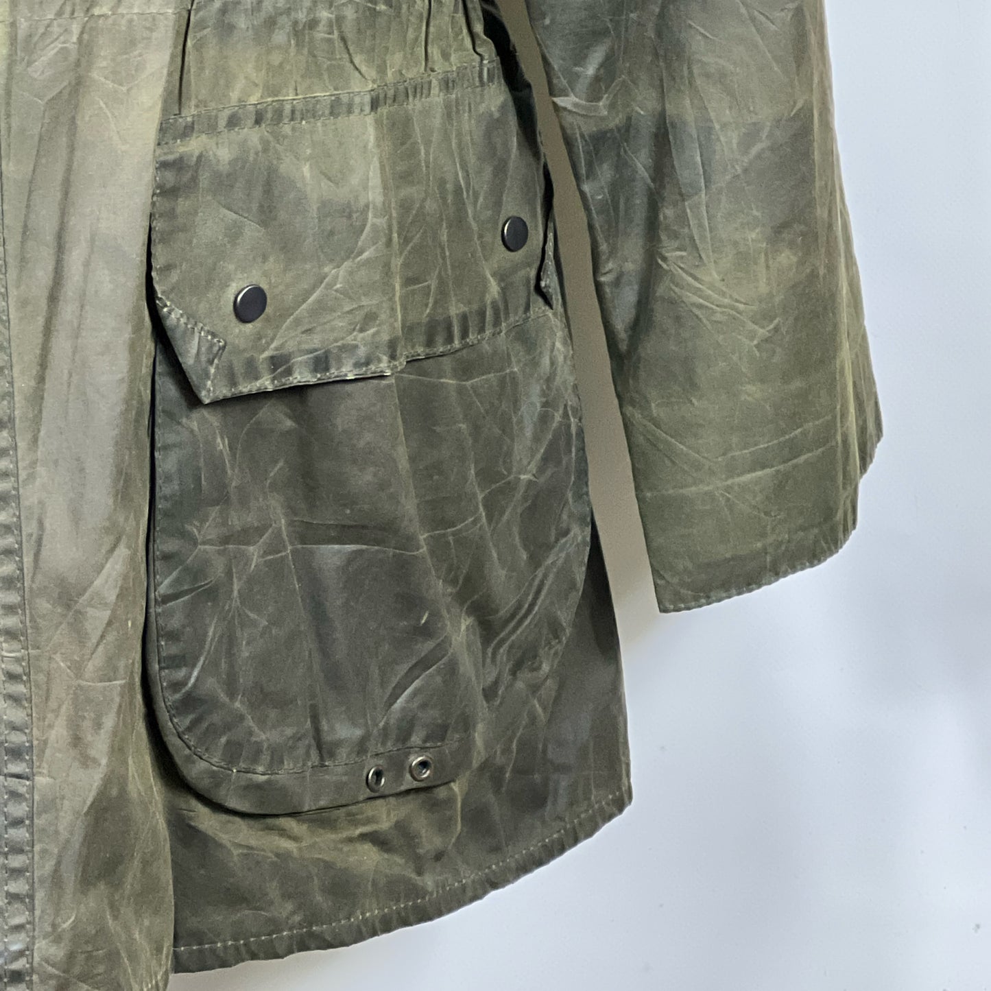 Barbour vintage Durham con cappuccio C44/112 cm Green Hooded waxed durham L