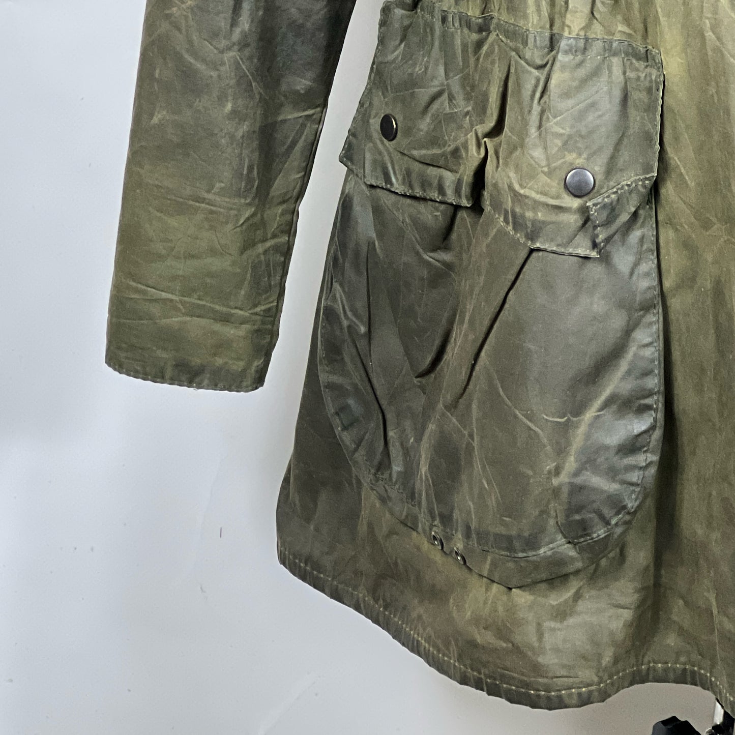 Barbour vintage Durham con cappuccio C44/112 cm Green Hooded waxed durham L