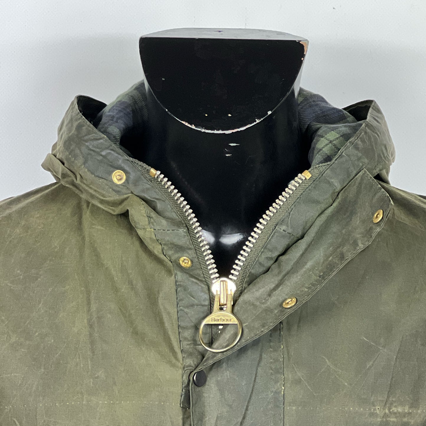 Barbour vintage Durham con cappuccio C44/112 cm Green Hooded waxed durham L