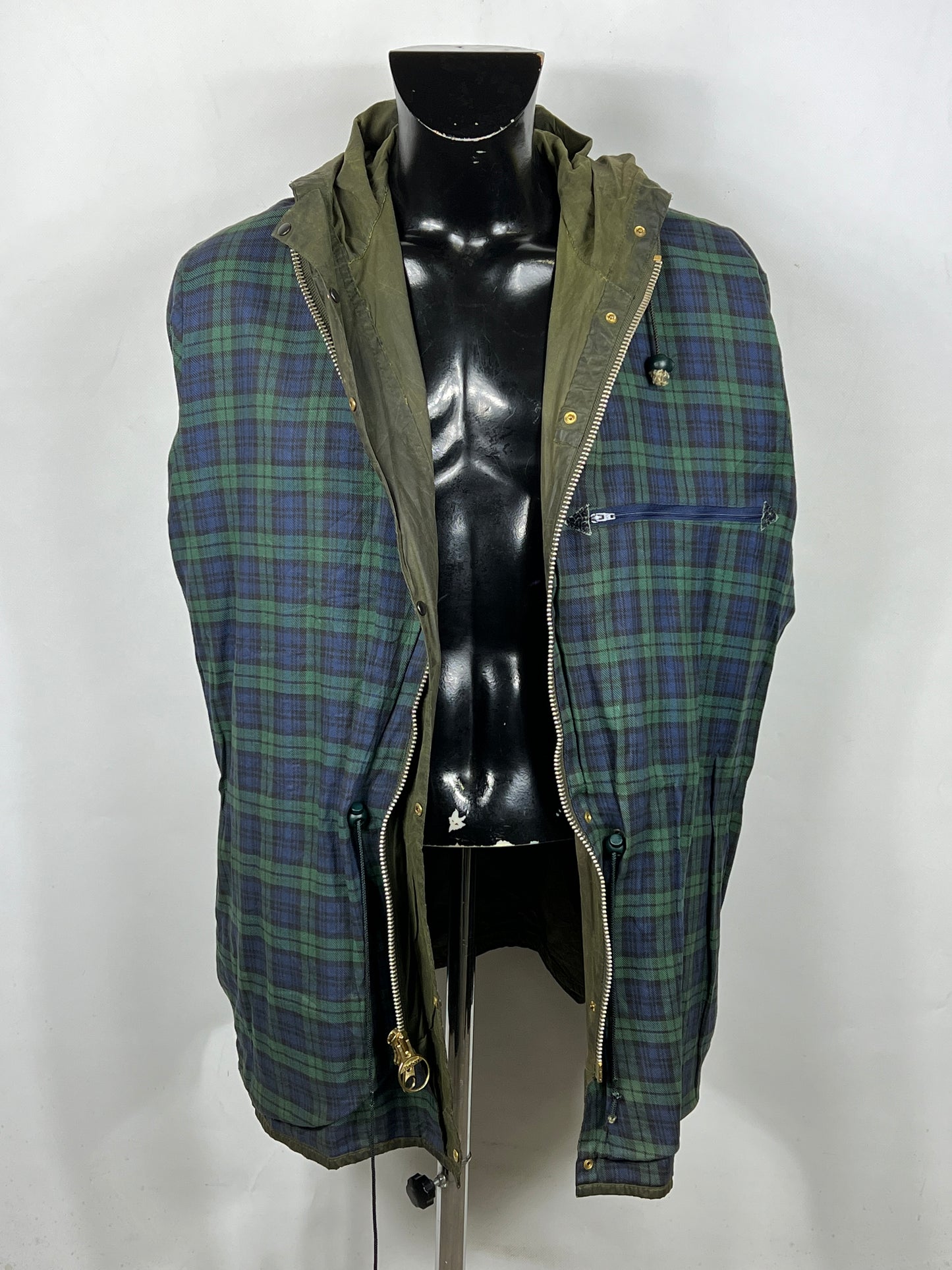 Barbour vintage Durham con cappuccio C44/112 cm Green Hooded waxed durham L