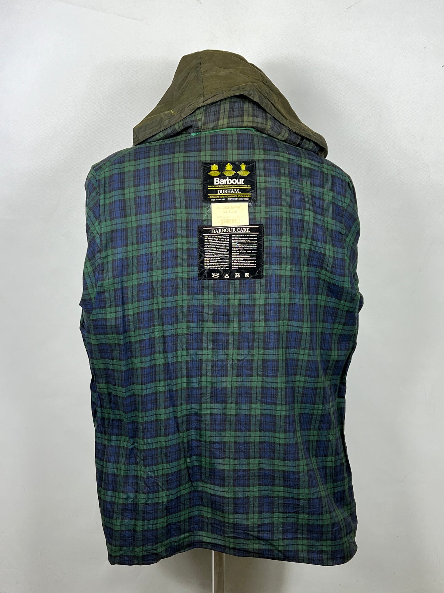 Barbour vintage Durham con cappuccio C44/112 cm Green Hooded waxed durham L