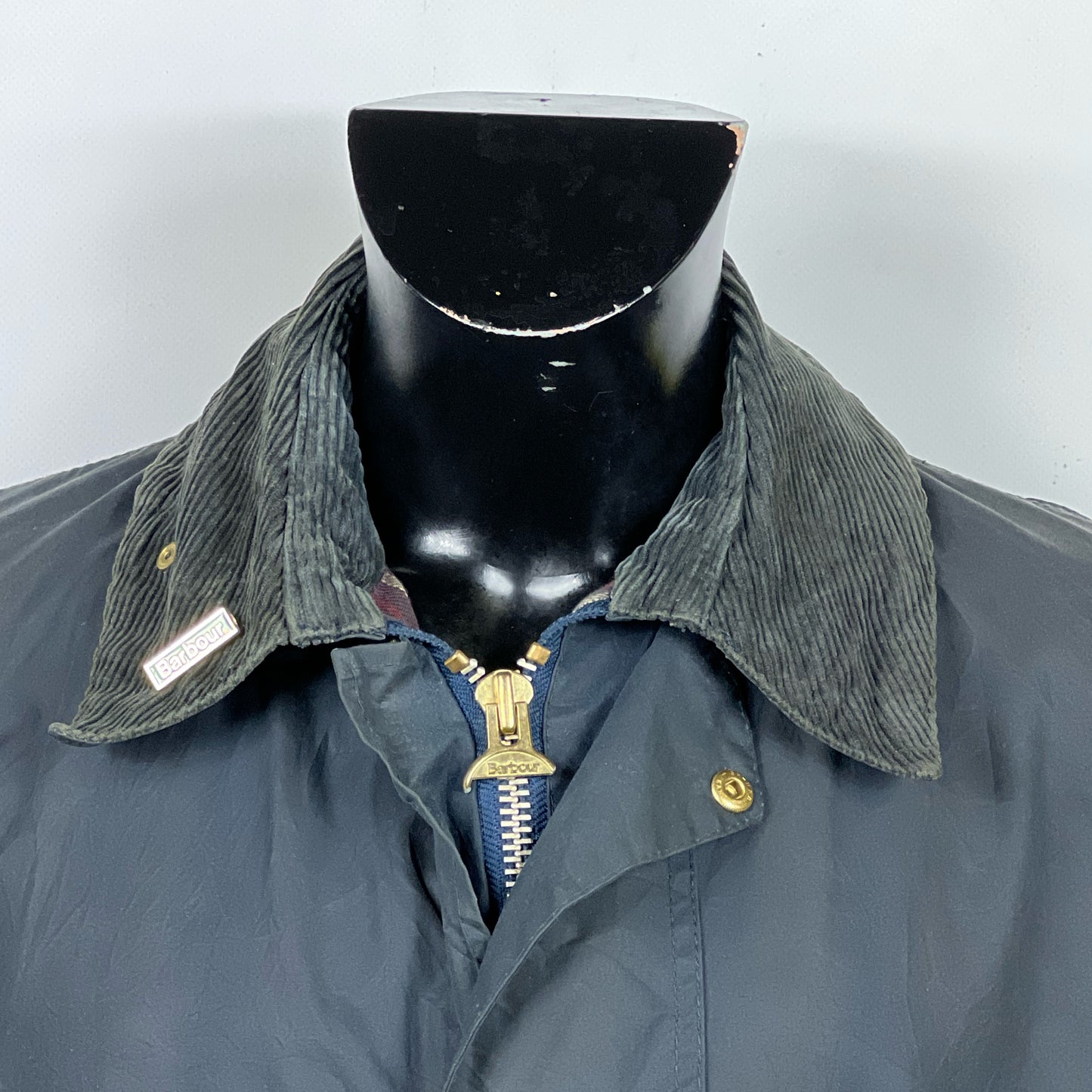 Barbour Uomo Border vintage Blu Cerato C44/112cm Navy Border Coat Large/XL