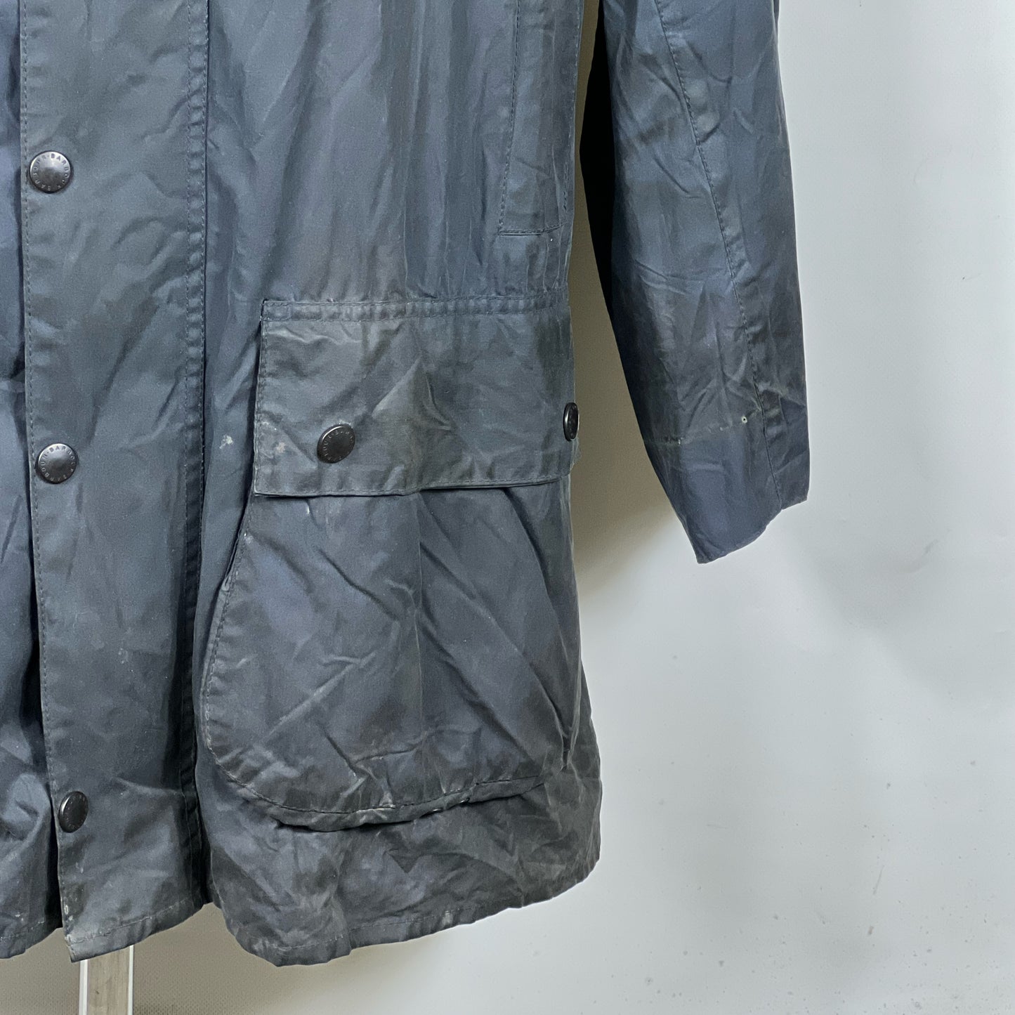 Barbour Border blu cotone Cerato C44/112 cm Navy Border Coat Size Large tg. 54 ita