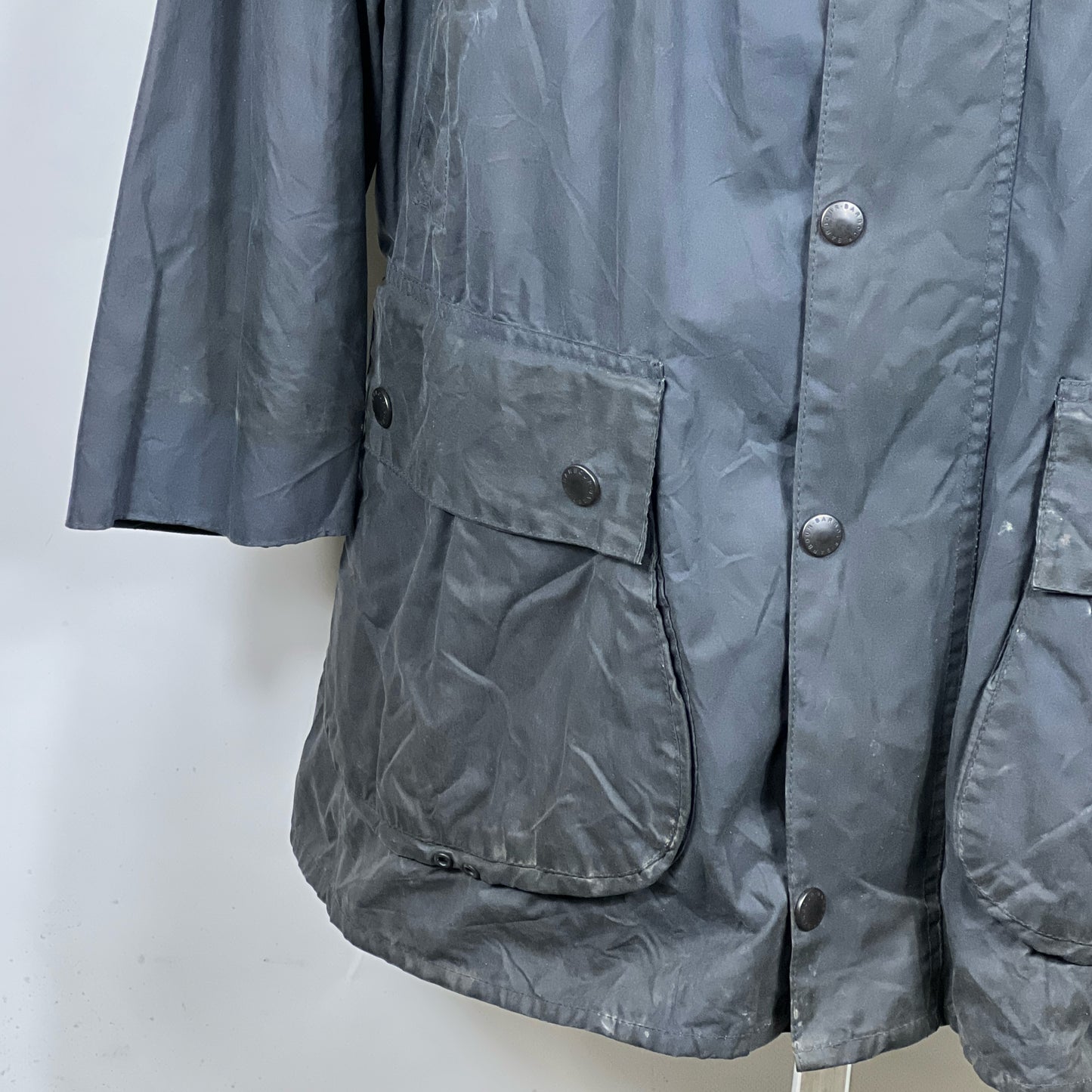 Barbour Border blu cotone Cerato C44/112 cm Navy Border Coat Size Large tg. 54 ita
