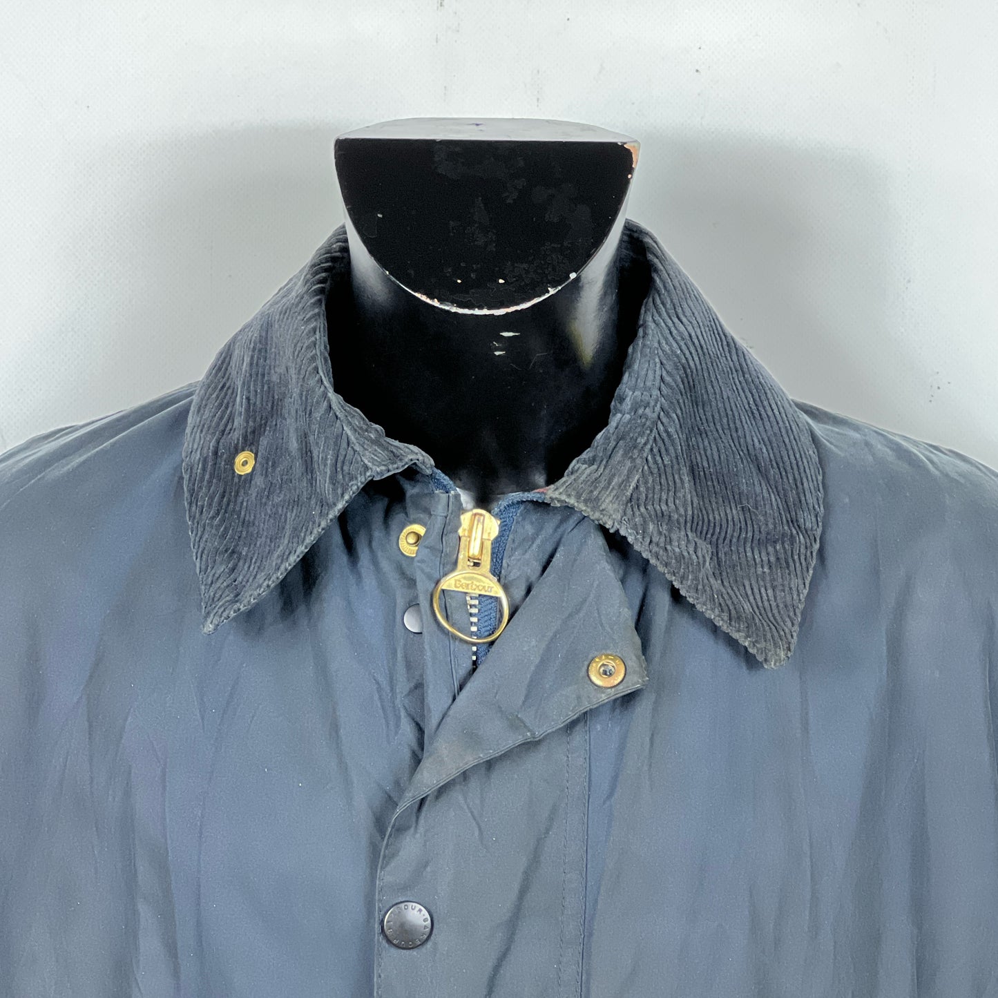 Barbour Border blu cotone Cerato C44/112 cm Navy Border Coat Size Large tg. 54 ita