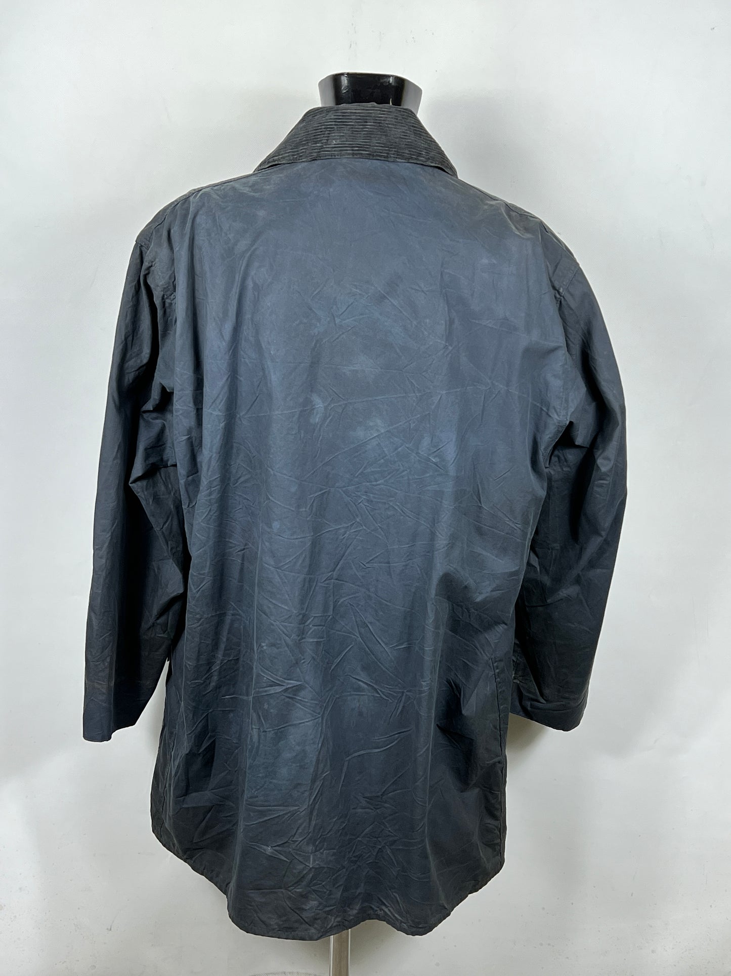 Barbour Border blu cotone Cerato C44/112 cm Navy Border Coat Size Large tg. 54 ita