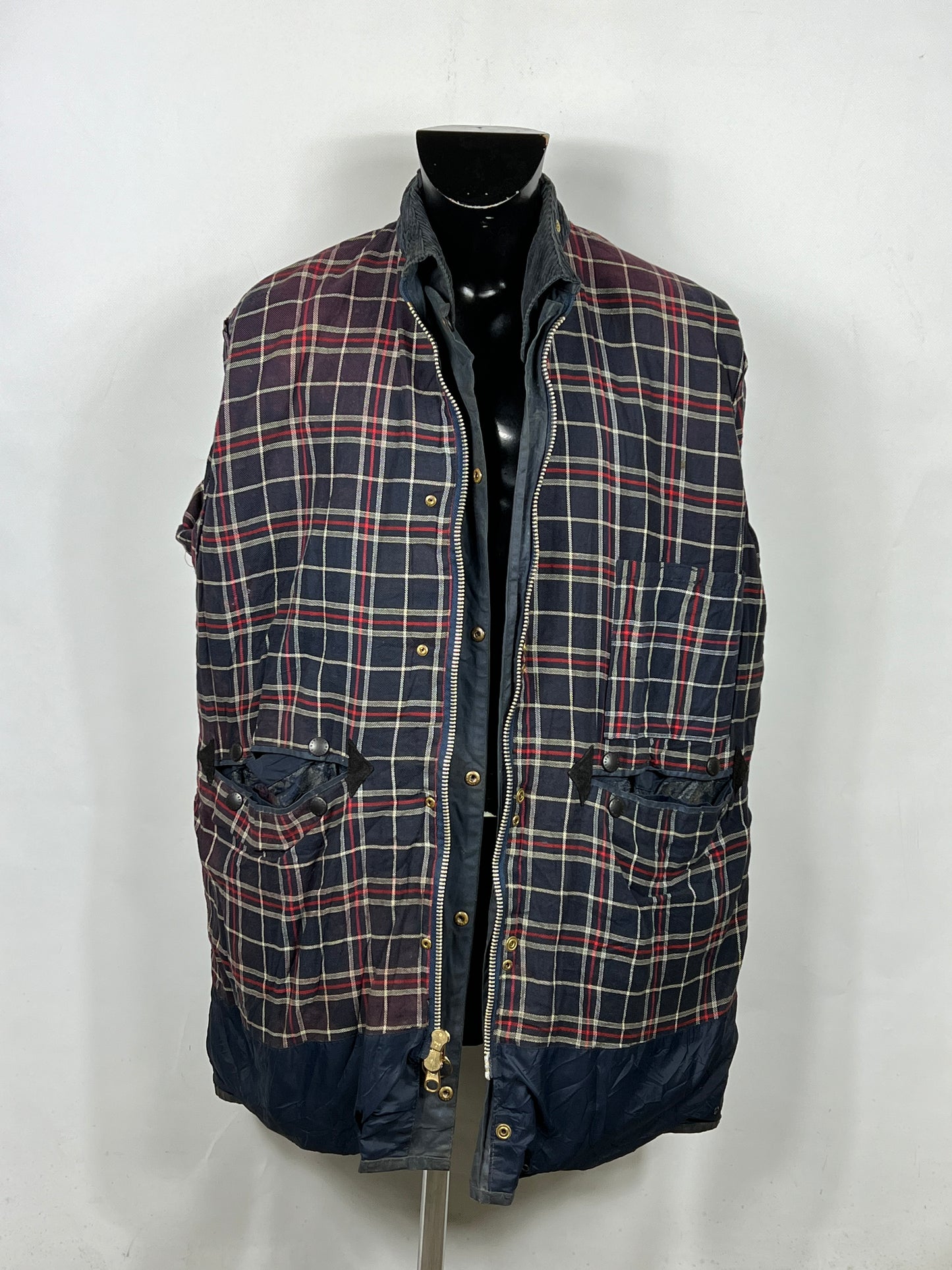 Barbour Border blu cotone Cerato C44/112 cm Navy Border Coat Size Large tg. 54 ita