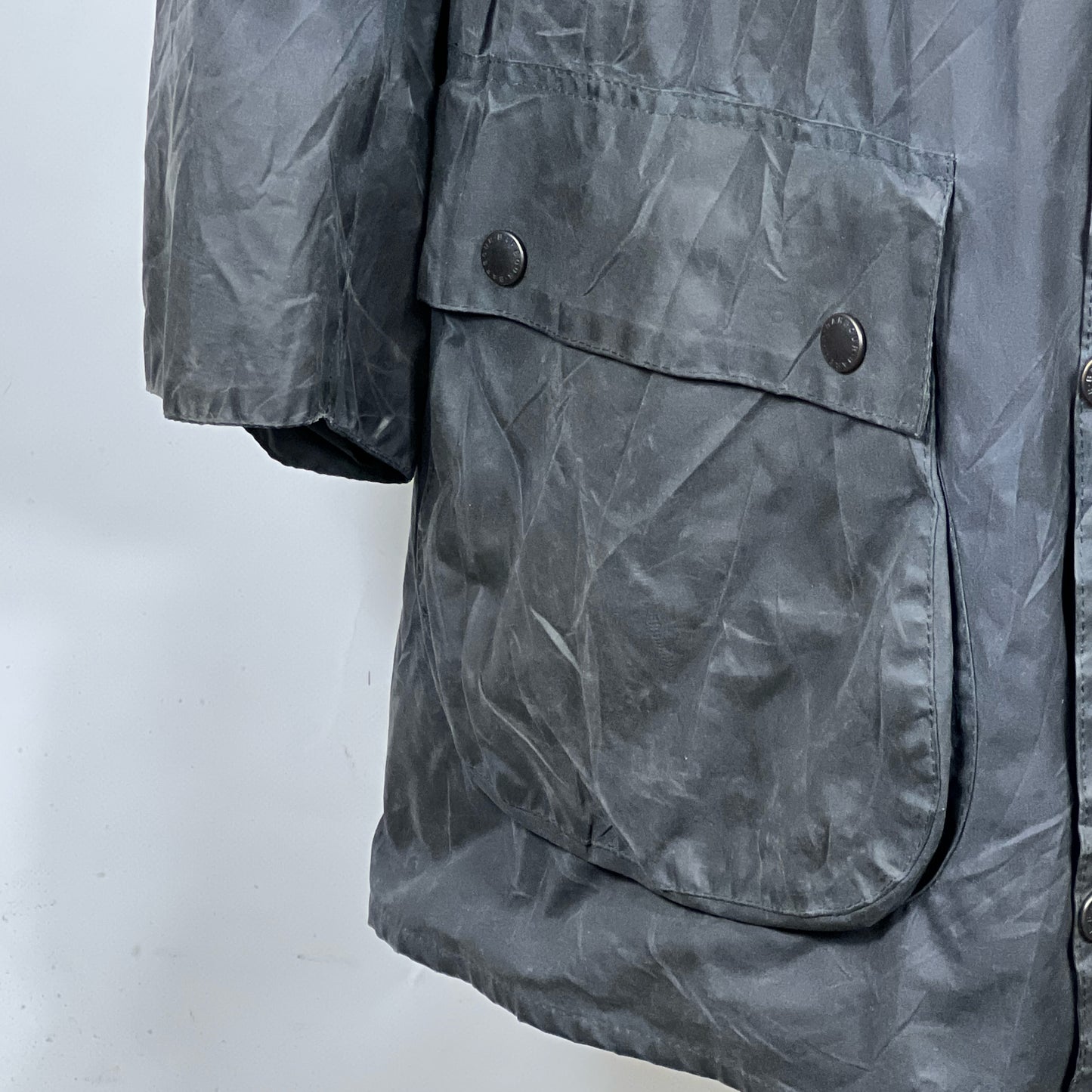 Barbour Border blu cotone Cerato C44/112 cm Navy Border Coat Size Large tg. 54 ita