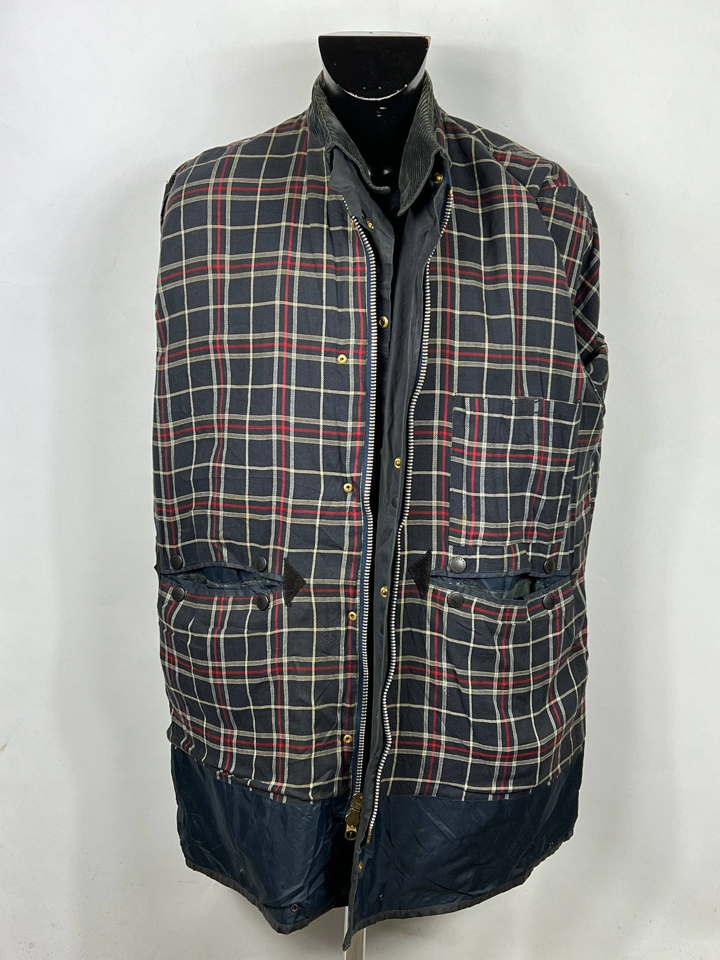 Barbour Border blu cotone Cerato C44/112 cm Navy Border Coat Size Large tg. 54 ita