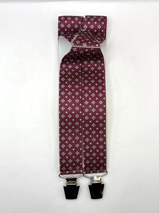Bretelle da uomo con clip bordeaux a fantasia - Shop In London