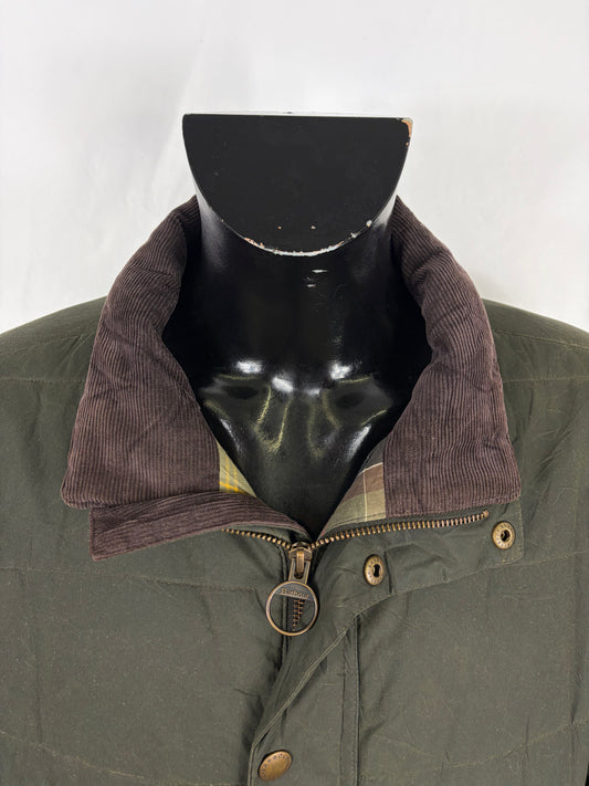 Piumino Barbour Verde Large cerato Hemmingford Jacket - Green Down Wax Jacket size Large