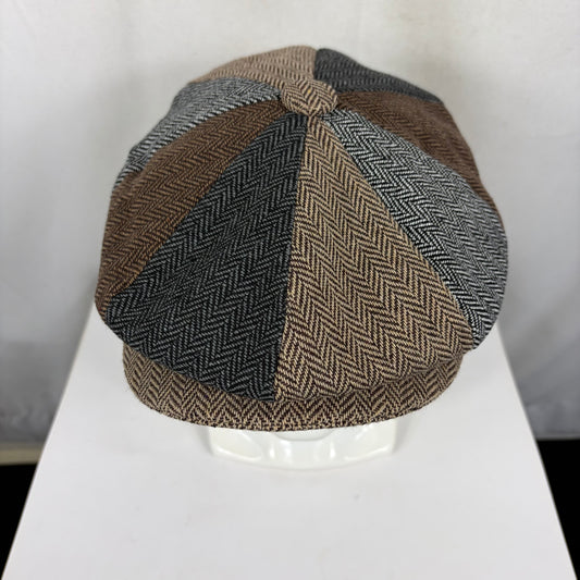 Coppola nuova inglese in lana patch a spina di pesce a otto spicchi stile Peaky Blinders - Shop In London
