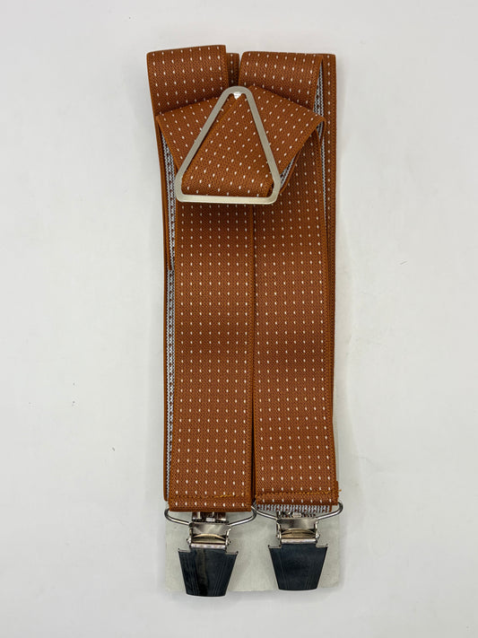 Bretelle da uomo con clip marrone chiaro con puntini - Shop In London