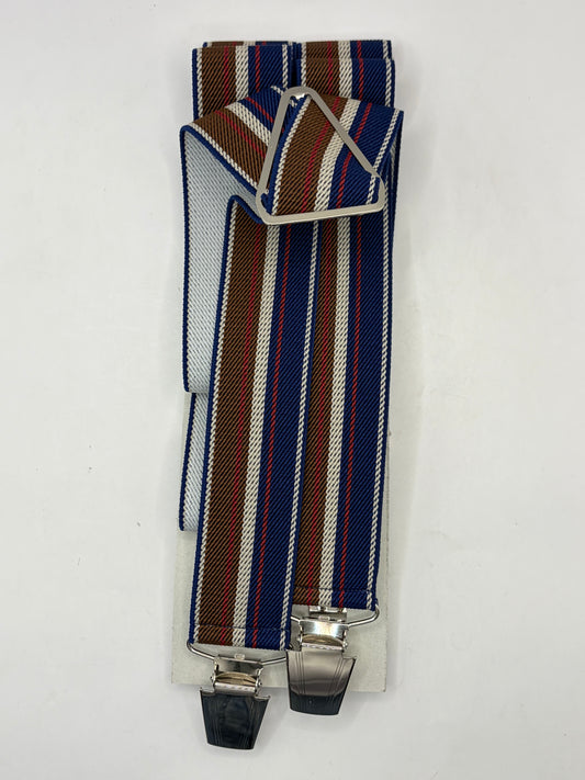 Bretelle da uomo a clip a righe blu e marroni - Shop In London