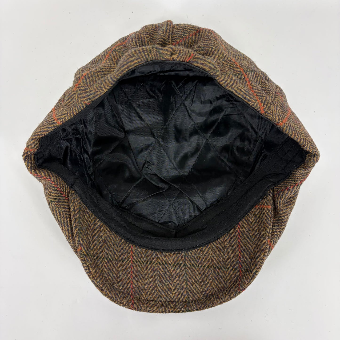 Coppola nuova inglese liscia in lana marrone chiaro fantasia tweed S/M e L/XL