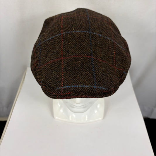 Coppola nuova inglese liscia in lana marrone scuro fantasia tweed S/M e L/XL - Shop In London