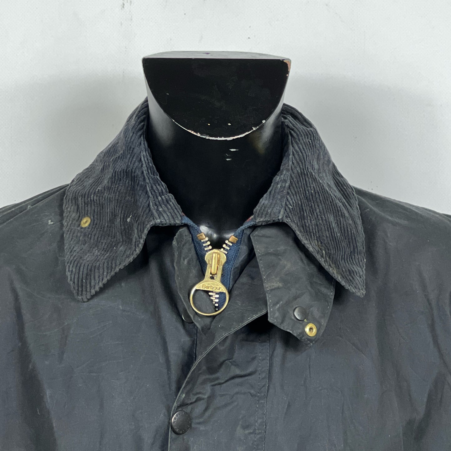 Barbour Border blu cotone Cerato C42/107 cm Navy Border Coat Size Large tg. 52 ita