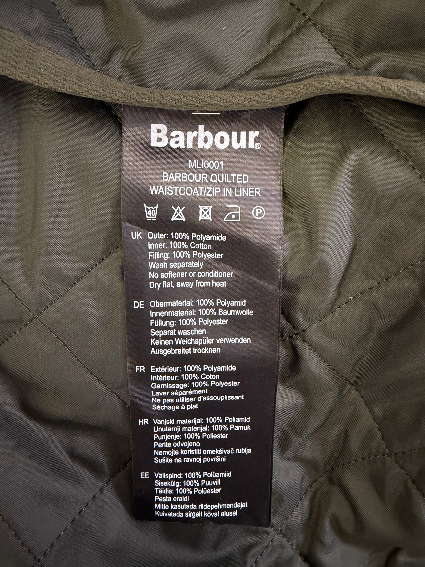Gilet Barbour Trapuntato Verde 48 Green Quilted Waistcoat Zip in Liner size 48