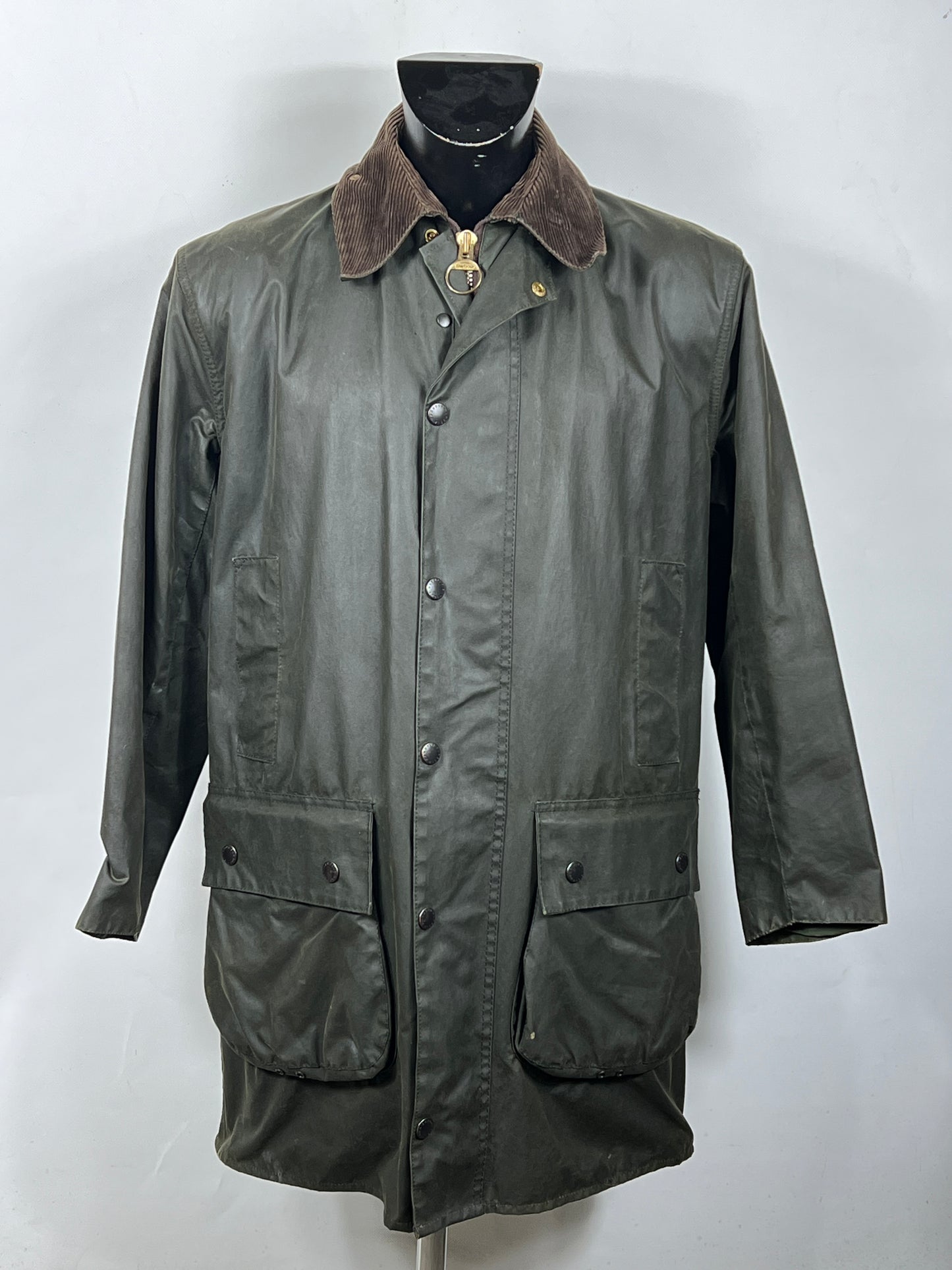 RARE Barbour Vintage Northumbria C38/97cm-Green Waxed Northumbria Jacket Small