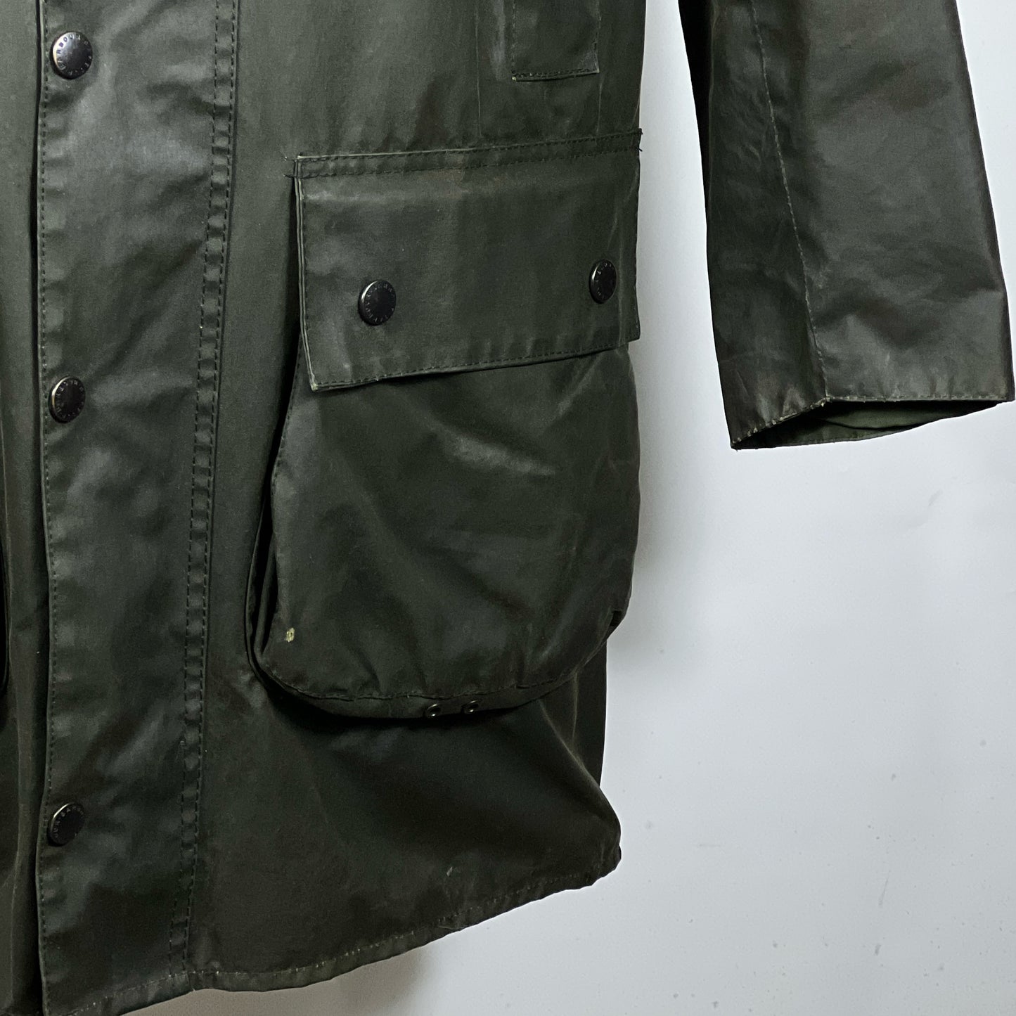 RARE Barbour Vintage Northumbria C38/97cm-Green Waxed Northumbria Jacket Small