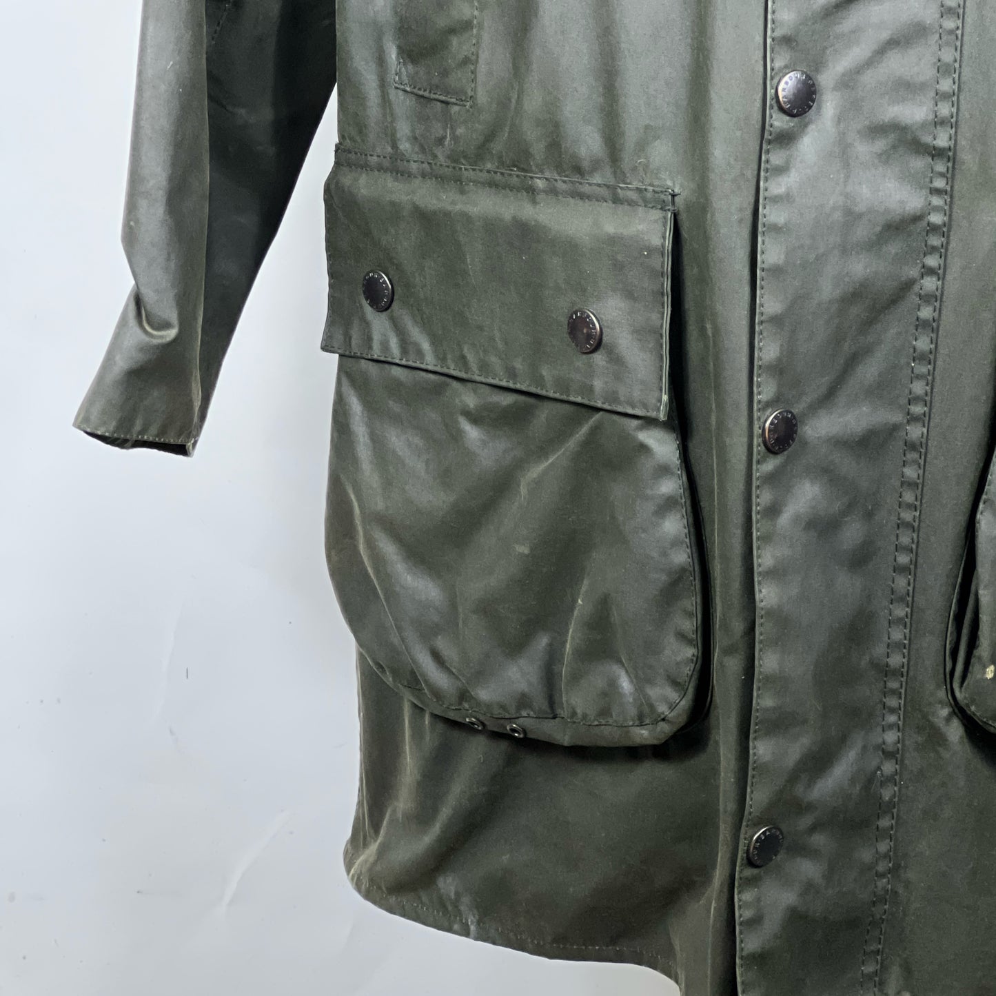 RARE Barbour Vintage Northumbria C38/97cm-Green Waxed Northumbria Jacket Small