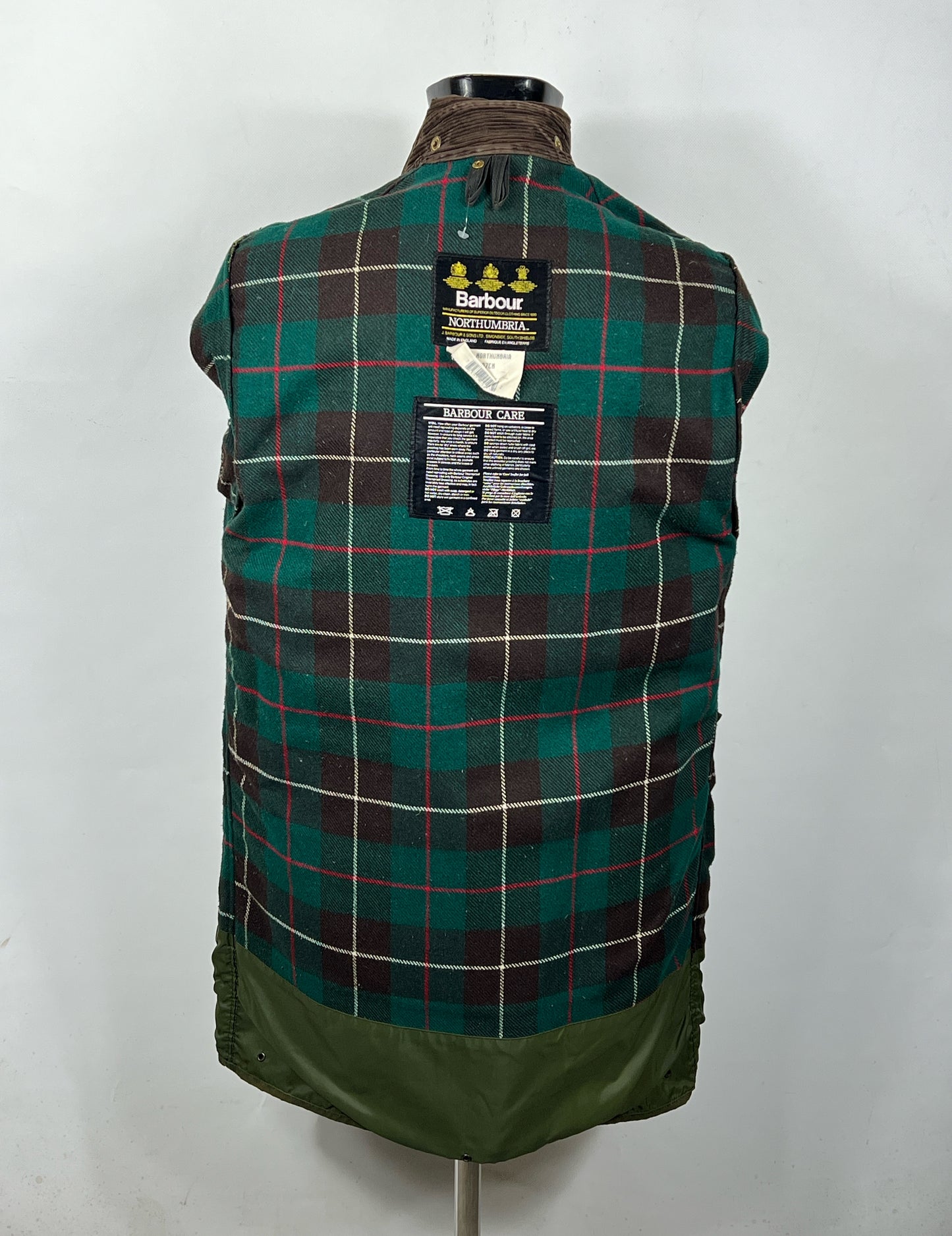 RARE Barbour Vintage Northumbria C38/97cm-Green Waxed Northumbria Jacket Small