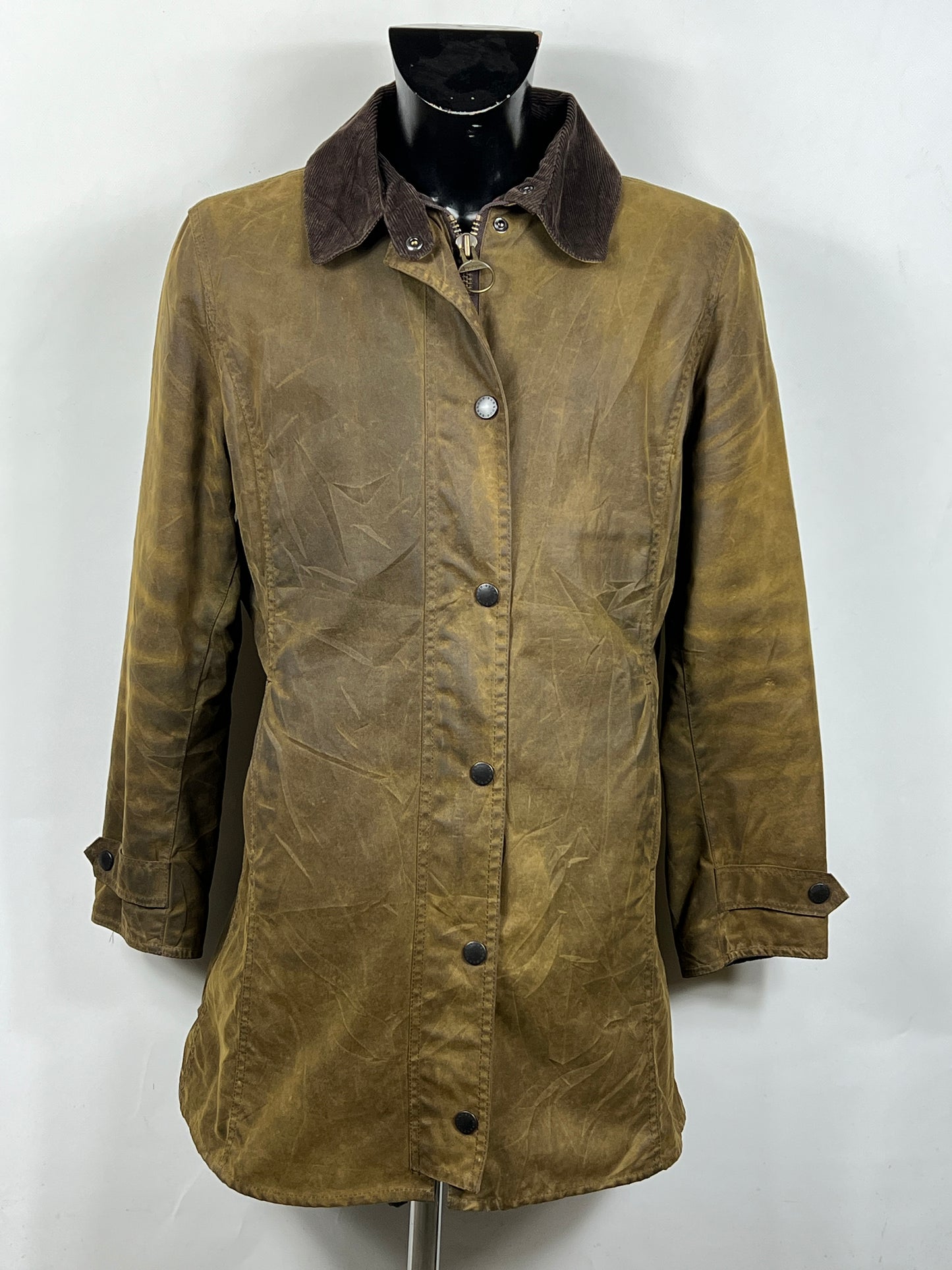 Giacca Barbour donna certo oliva Newmarket UK16 Tg.44- Olive wax winter coat size uk16