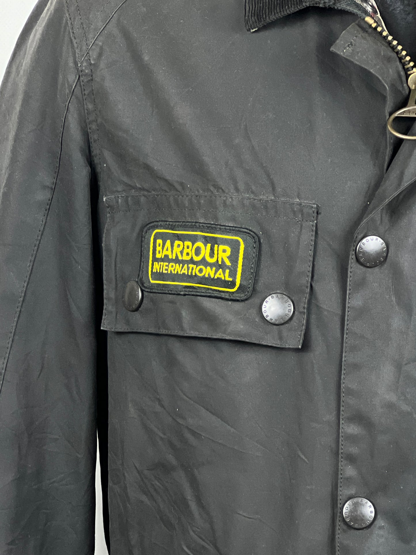Barbour International Trial Nero Small Man Black waxed Trial Jacket Size Small